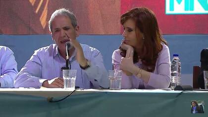 El dirigente gremial Sergio Palazzo, junto a la vicepresidenta Cristina Kirchner