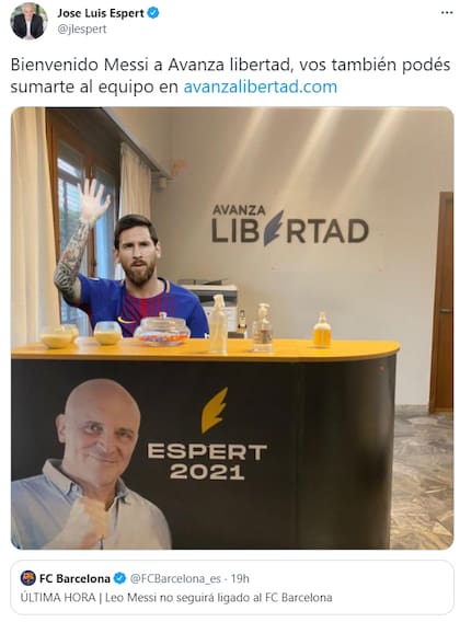 El dirigente político José Luis Espert buscó "sumar a Messi a su equipo".
