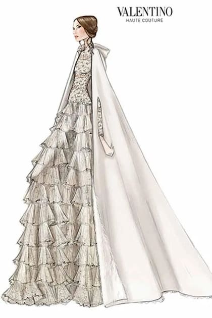 El diseñador tenía especial consideración para clientas-amigas. Así fue el boceto del vestido de novia que creó para Tatiana Santo Domingo cuando se unió con Andrea Casiraghi y la familia real de Mónaco en 2013