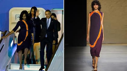 El diseño adaptado especialmente para la primera dama de los Estados Unidos corresponde a la colección primavera-verano 2016, de Narciso Rodríguez