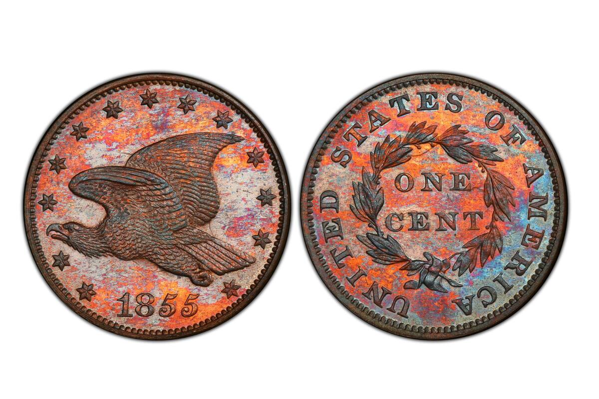 El diseño muestra un águila en vuelo rodeada por 13 estrellas en el anverso