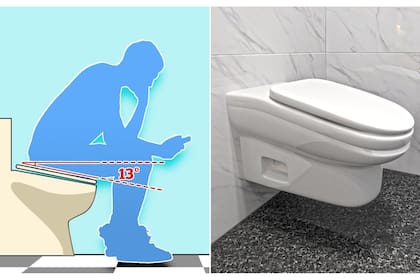 El diseño propuesto para el inodoro lo inclina hacia adelante, para obligar a su usuario a levantarse después de unos minutos