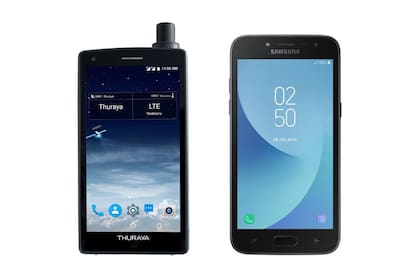 El dispositivo de Thuraya tiene 4G y conexión statelital; el de Samsung es un teléfono móvil, pero no tiene ni Wi-Fi