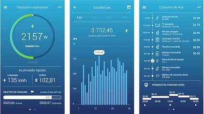 El dispositivo de Wabee permite ver en el celular el consumo diario de electricidad y el acumulado del mes