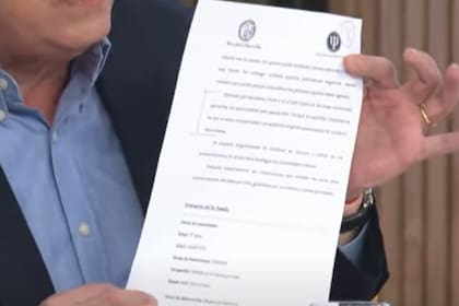 El documento fue leído en Nosotros a la mañana (eltrece) donde se resalta la intención del empresario por conseguir la revinculación filial