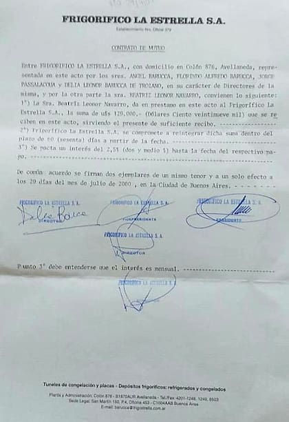 El documento que firmaron las dos mujeres tras el préstamo (Foto: Gentileza Naanim Timoyko)