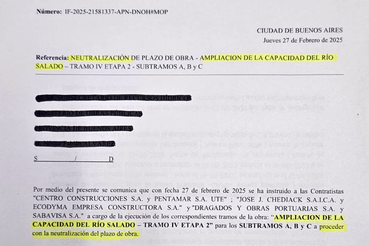 El documento que habla de la "neutralización" de la obra