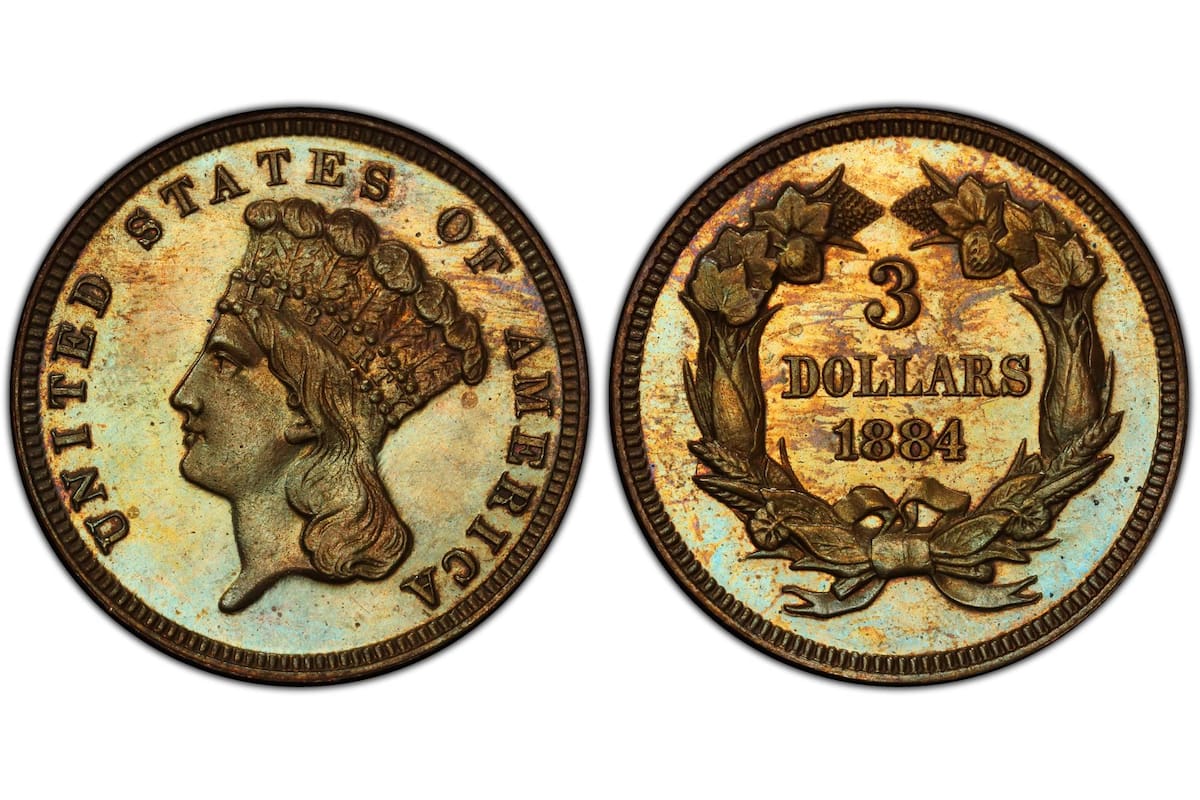 El dólar de tres unidades acuñado como prueba en 1884, conocido como Judd-1735, es considerado único y se ha consolidado como una de las piezas más buscadas por coleccionistas
