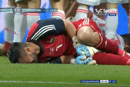 El dolor de Romero tras el gol español