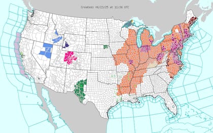 El domo de calor se desplazará hacia el noreste, el cual llevará condiciones peligrosas a ciudades como Nueva York, Washington D. C. y Filadelfia