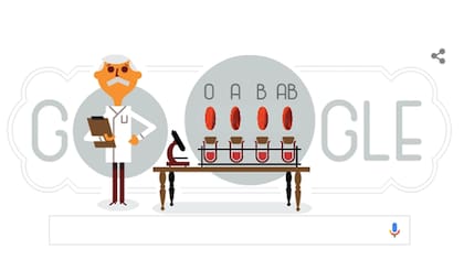 El doodle de Google que homenajea al doctor Karl Landsteiner