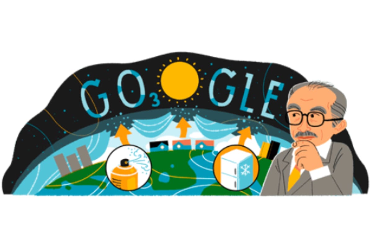 El doodle de hoy homenajea Mario Molina, quien descubrió que los clorofluorocarbonos podían abrir un agujero en la capa de ozono