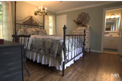 El dormitorio creado desde cero utilizando metros del patio. Imagen: HGTV