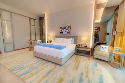 El dormitorio en celeste y blanco