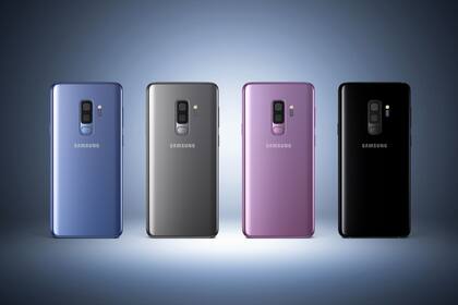 El dorso del Galaxy S9+ en las cuatro variantes de colores disponibles