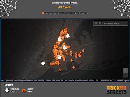 El DOT publicó un mapa interactivo con los eventos que formarán parte de Trick-or-Streets (New York City Department of Transportation)