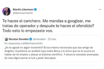 El duro cruce de tuits entre Martín Liberman y Nicolás Dvoskin, investigador del CONICET
