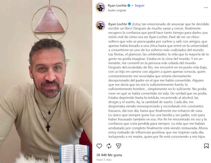 El duro testimonio de Ryan Lochte quien decidió escribir un libro sobre su vida