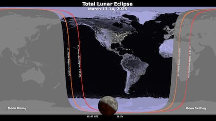 El eclipse lunar total será visto en gran parte del continente americano