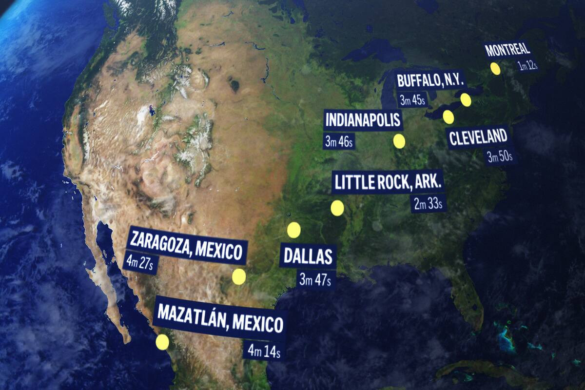 El eclipse solar total tendrá lugar este lunes 8 de abril en 13 estados de Estados Unidos (AP Foto, archivo)