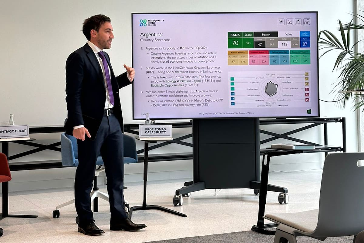 El economista Santiago Bulat expuso durante el simposio global sobre la realidad de la Argentina