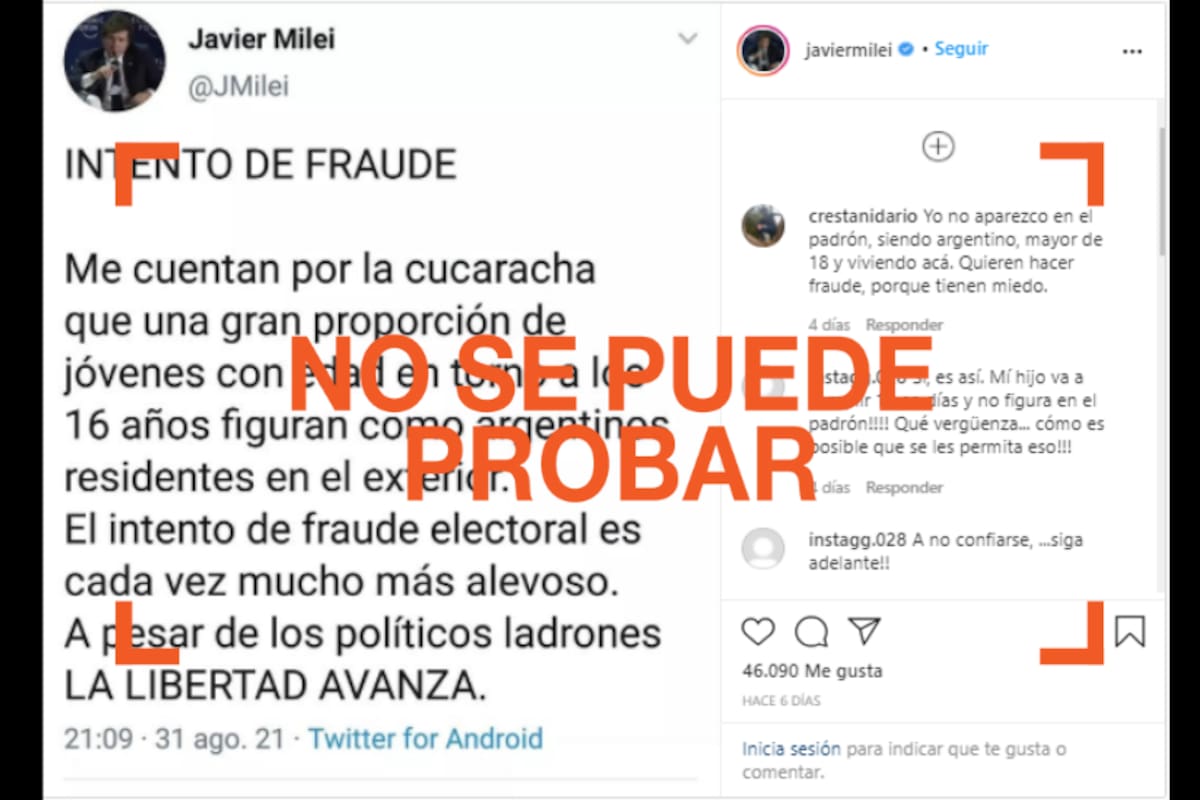 El economista y precandidato a diputado nacional por Libertad Avanza, Javier Milei, hizo una denuncia de presunto fraude