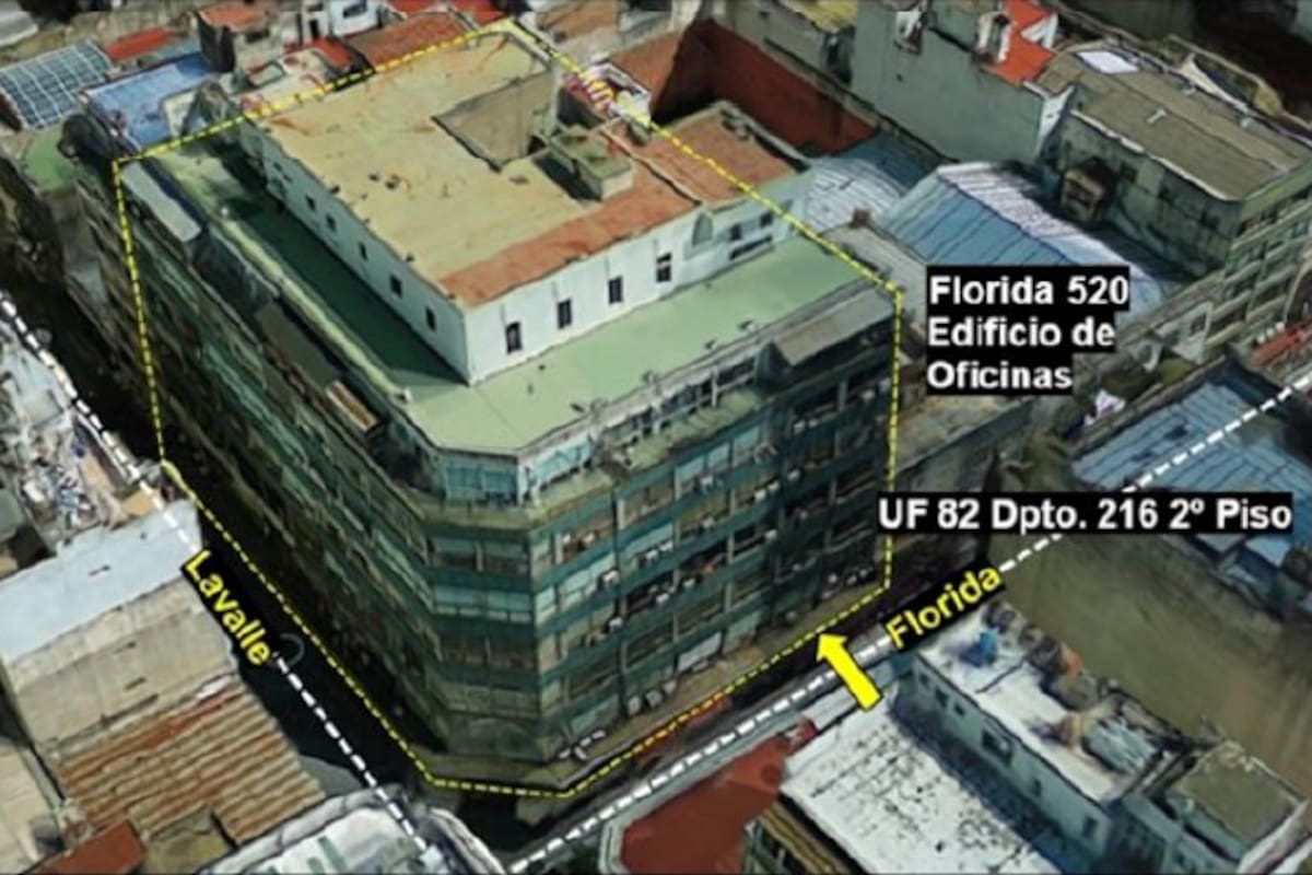 El edificio de oficinas de Florida 520, en la city porteña, donde Diego Guastini había montado su organización financiera para lavar dinero narco