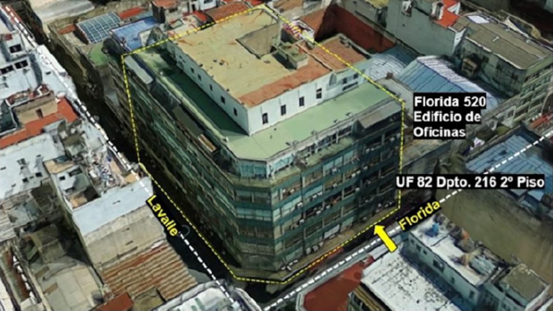 El edificio de oficinas de Florida 520, en la city porteña, donde Diego Guastini había montado su organización financiera para lavar dinero narco