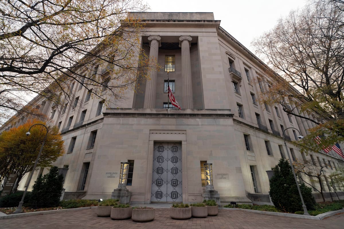 El edificio del Departamento de Justicia de EEUU, en Washington, el 7 de diciembre de 2024. (Foto AP