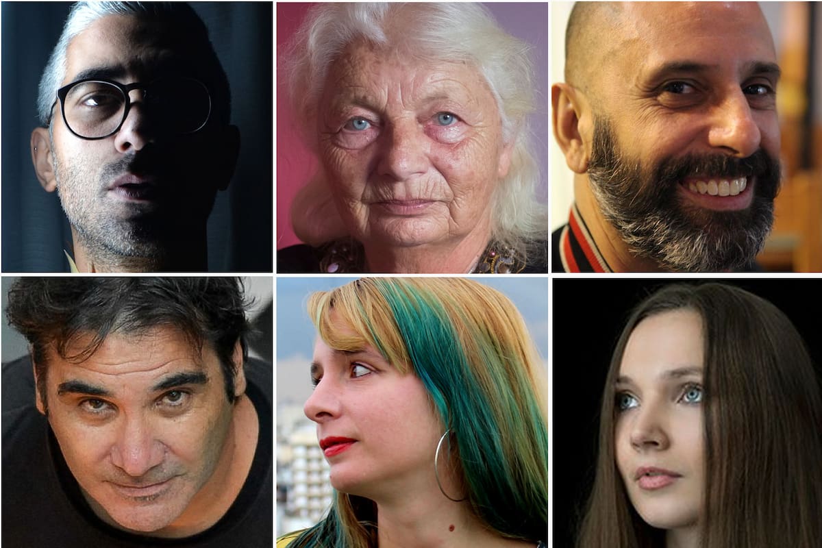 El editor y escritor Ferny Kosiak, y los poetas Diana Bellessi, Alejandro Méndez, Carlos Battilana, Bárbara Alí y Natalia Litvinova, cuyos poemas integran "Jardín"
