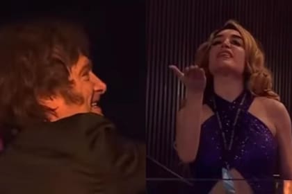 El efusivo saludo entre Javier Milei y Fátima Florez, en el cierre de campaña del libertario en el Movistar Arena