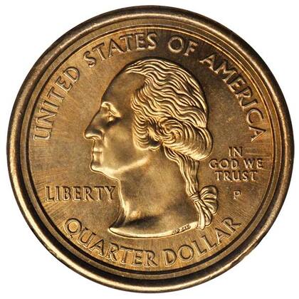 El ejemplar con error mula tiene en su anverso la imagen de un Washington Quarter