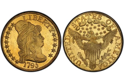 El ejemplar fue diseñado por Roberto Scot en la Casa de la Moneda de Filadelfia con una composición de 91,7% oro y 8,3% cobre