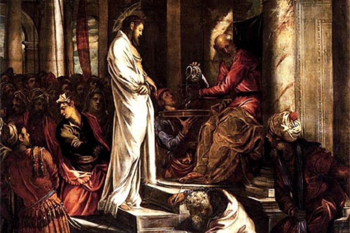 El elemento arqueológico que reveló la existencia de Poncio PIlato (Pintura al óleo- Tintoretto)