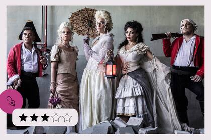 El elenco de Civilización: Pablo Fusco, María Inés Sancerni, Andrea Nussembaum, Julieta Brito y Mariano Sayavedra