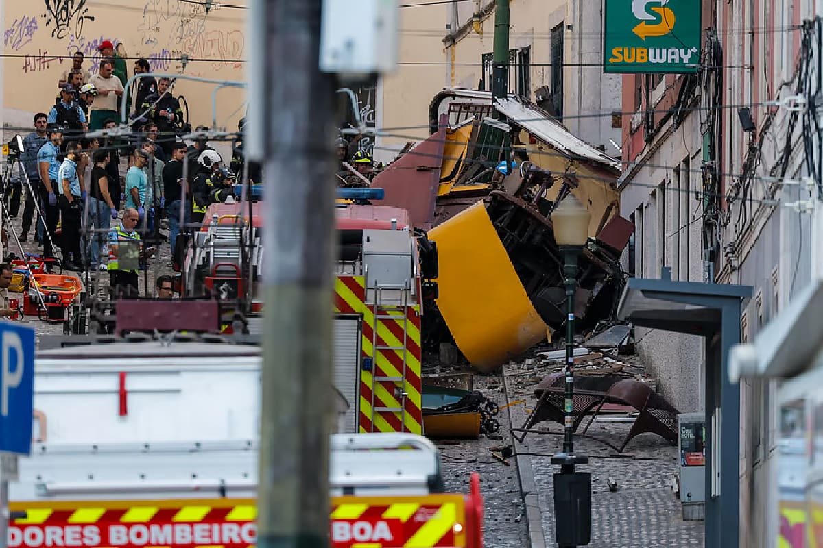 El elevador que descarrilló en Lisboa