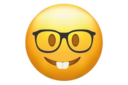 El emoji de "nerd" según lo ilustra Apple en sus dispositivos; Teddy Cottle considera que es ofensivo para las personas que usan anteojos