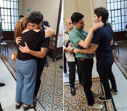 el emotivo abrazo entre los padres de la víctima y un testigo