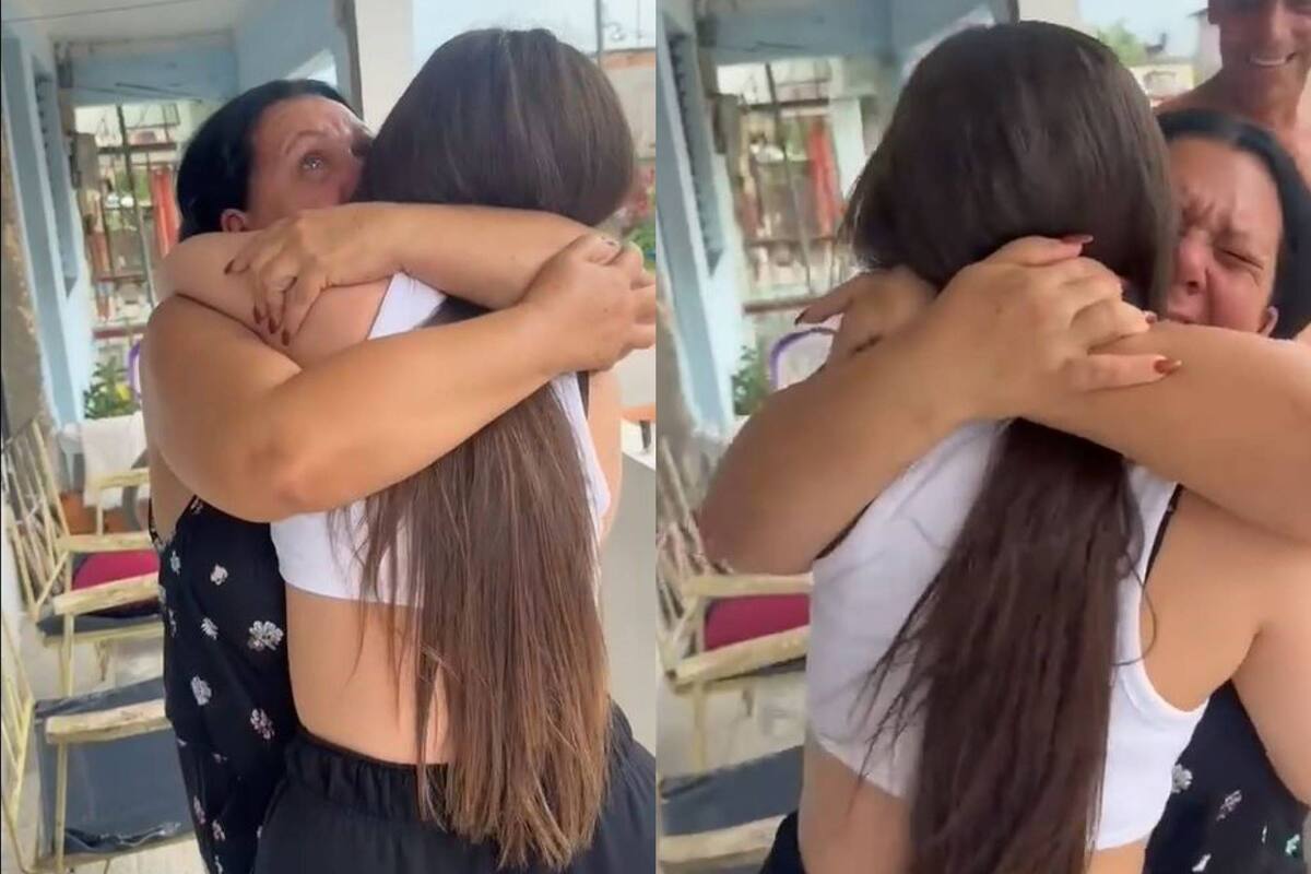 El emotivo reencuentro de una joven migrante con su madre en Cuba