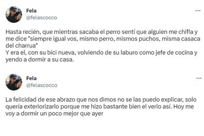 El emotivo reencuentro del usuario con un hombre en situación de calle que había conocido durante la pandemia