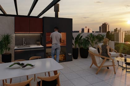 El emprendimiento  ofrece comprar terrazas con parrilla como espacio privado complementario al departamento