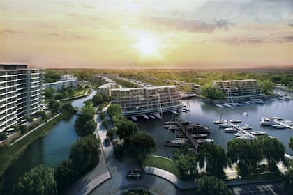 El emprendimiento Terralagos, en Ezeiza (arriba); Lago del Sendero,en Nordelta (centro) y Venice Ciudad Navegable,en Tigre (abajo)