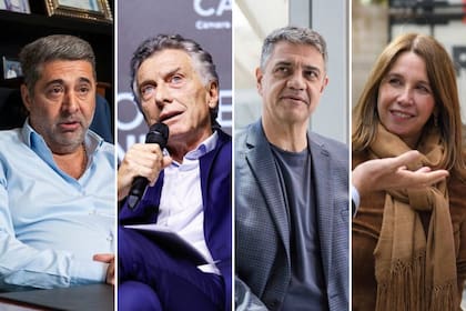 El empresario Daniel Angelici, el expresidente Mauricio Macri, el jefe de gobierno, Jorge Macri, y la legisladora libertaria Pilar Ramírez