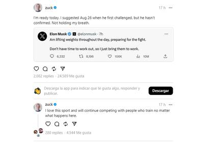 El encuentro de lucha libre entre Elon Musk y Mark Zuckerberg podría hacerse el 26 de agosto próximo