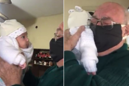 El encuentro viral entre un abuelo y su primer bisnieto que tuvo más de un millón de reproducciones en Twitter