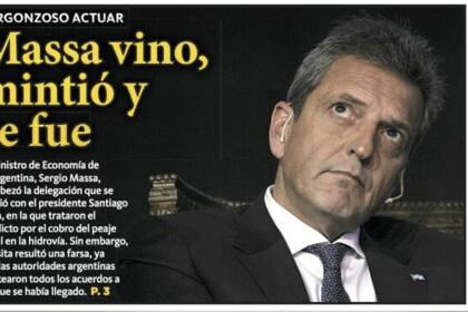 El enojo de Paraguay con Massa, en la portada del diario La Nación de Paraguay