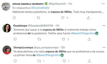 El enojo en Twitter por la incorporación de la esposa de Gabriel Milito en Bake Off Argentina
