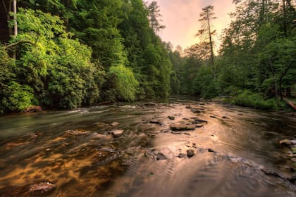 El entorno permite una experiencia de tranquilidad y relajación en medio de las montañas del norte de Georgia