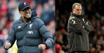 Jürgen Klopp y Marcelo Bielsa, adversarios el domingo y coincidentes en sus opiniones sobre los calendarios mundiales del fútbol.
