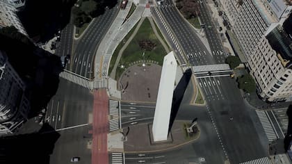 El epicentro de la ciudad de Buenos Aires vacio por el Civid